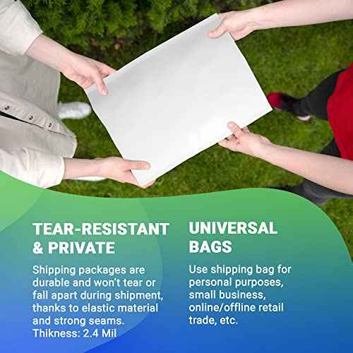 Gusseted Poly Mailers, 15 x 20 x 4 Inches. Pack of 100 White Expansion Poly Mailers Bags. Lightweight Plastic Shipping Bags for Clothing, 2.4 Mil. Waterproof Envelope for Shipping Peel & Seal