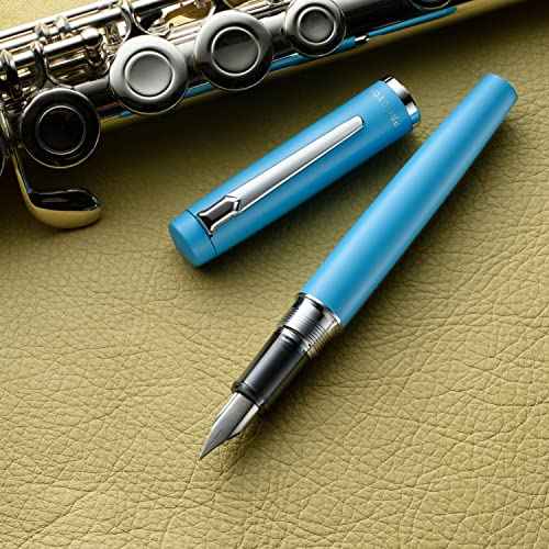 Platinum Fountain Pen PROCYON Turquoise Blue Medium Point PNS-5000#52-M With Kanji LOVE Sticker, 5.5 x 0.56 in