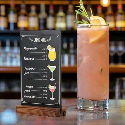 3 Pack Desktop Chalkboard Signs with Wooden Base 7.9x5.1 inches - Message & Menu Boards for Shop Wedding Kitchen Home Parties