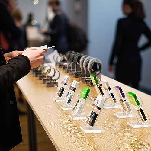 NIUBEE Acrylic Business Card Holder for Desk 2 Tier Clear Gift Card Display, Business Card Stand for Office Exhibition, 130 Cards Capacity, 2 Slots