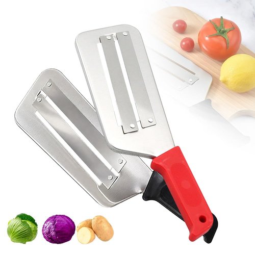 Stainless Steel Shredder Knife 2025 New Multifunctional Vegetable Cutter, Cabbage Shredder, Stainless Steel Double-Layer Slicer for Kitchen (Red+Black)