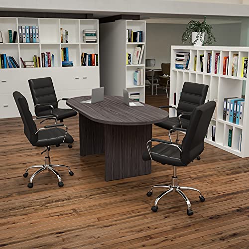 Rustic Gray 5-Piece Conference Table Set with 4 LeatherSoft Executive Chairs