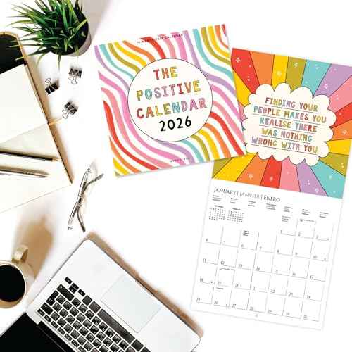 Graphique 2026 The Positive Calendar Wall Calendar | 12¡± x 12¡± | Thick Paper | Home & Office Organizer | Large Monthly Grid | 3 Languages & Marked Holidays | 4 Month Preview Page for 2027