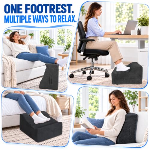 Under Desk Foot Rest – XYRONICA Adjustable Dark Gray Ergonomic Footrest for Office