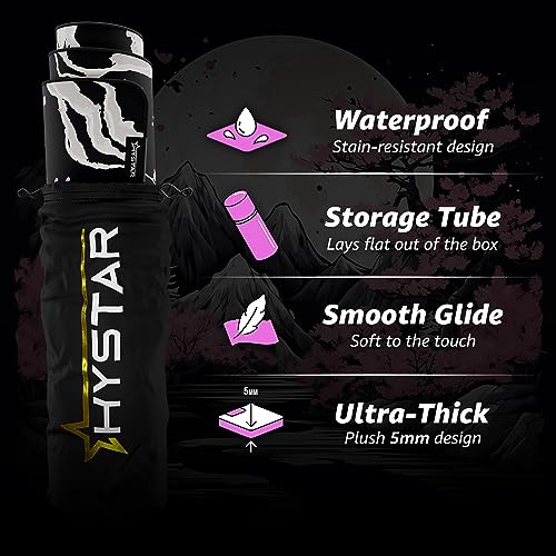 Hystar¢ç Extended Gaming Mouse Pad | XXL 36" x 16" | 5mm Thick, Waterproof Surface, Smooth Polyester Fabric, and Natural Rubber Base | Sakura Dark