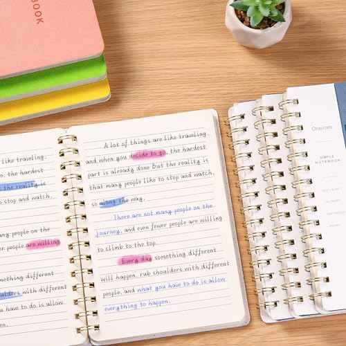 Lined Spiral Notebook College Ruled A5 Journal Book for Note Taking, 160 Pages Writing Journal for Office and Home School Supplies 5.75 x 8.125 inch (6pack-3Reefblue/3Green)