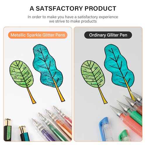 Retractable Super Glitter Gel Pens, 24 Colors Large Capacity Metallic Sparkle Gel Ink Pens, 1 mm Fine Point Smooth Writing Color Pen for Adult Coloring Book Note Taking Aesthetic Art Supplies