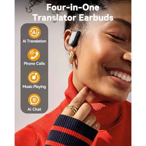 AI Translation Earbuds Real Time, 164 Languages & Accents, 4-in-1 Translator Earbuds Open Ear with 90H Playtime Audifonos Traductores Ingl?s Espa?ol Translation Headphones for Travel Business Meeting