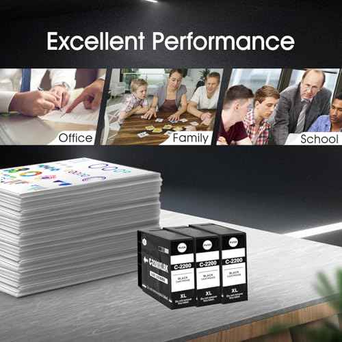 PGI-2200XL Black 3 Pack Value Pack Pigment Ink Cartridges Replacement for Canon PGI-2200 PGI 2200XL for Maxify MB5320 MB5420 MB5120 MB5020 iB4020 iB4120 (3 Black)