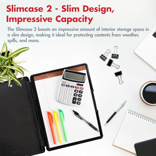Dexas Slimcase 2 Black Plastic Clipboard with Storage, 12.5 x 9.5 in (A4) Nursing Clipboards