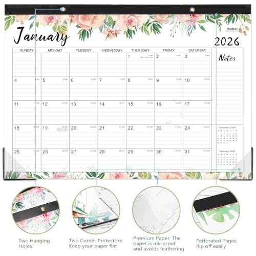 2026 Desk Calendar - Jan 2026 - Dec 2026, 12 Months Large Monthly Desk Calendar, 17" x 12", Desk Pad, Large Ruled Blocks, to-do List & Notes, Best Desk/Wall Calendar for Planning or Organizing