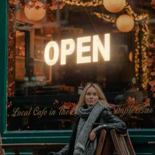 LED Open Sign for Business, 30"x10" Dimmable Brightness Large Electric Light Up Sign, Hanging Installation for Store Restaurant Office Bar Hotel Salon (white)