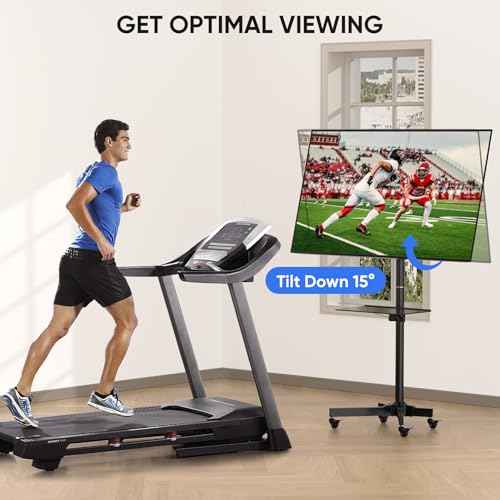 Mobile TV Cart for 23-55 Inch LCD LED Flat/Curved TVs with Tilting and Rotating, Portrait to Landscape, Height Adjustable Portable Rolling TV Stand with Wheels, up to 88lbs Max VESA 400x400 mm