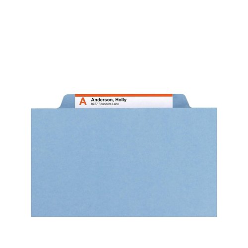 Smead Pressboard File Folder, 1/3-Cut Tab, 1" Expansion, Letter Size, Blue, 25 per Box (21530)