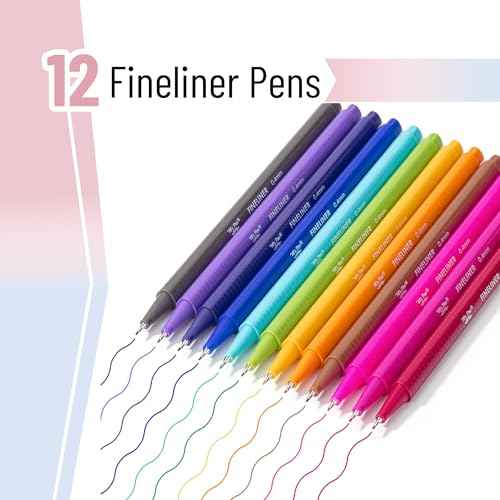 Mr. Pen- Fineliner Pens Colored, 12 Pack, Ergonomic Triangular Colorful Barrels, 0.4mm Fine Liner Pens