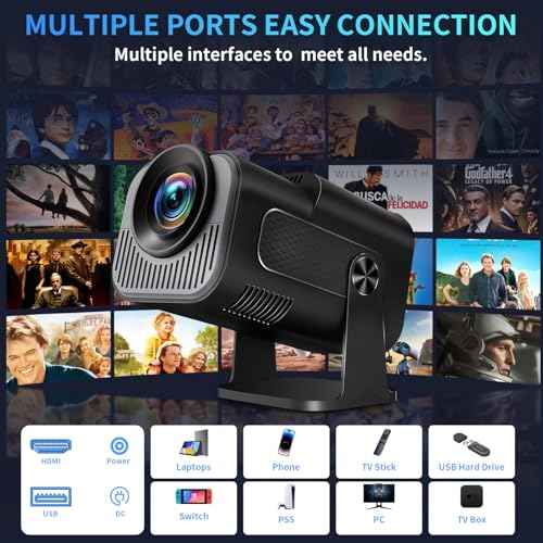 [Projector 2026 Upgraded] Mini Projector Support 4K 1080P Auto Keystone 270¡ÆRotatable with WiFi 6 and Bluetooth 5.2 Projector Portable Compatibile with HDMI/TV Stick/Memory Stick/Laptop,Black