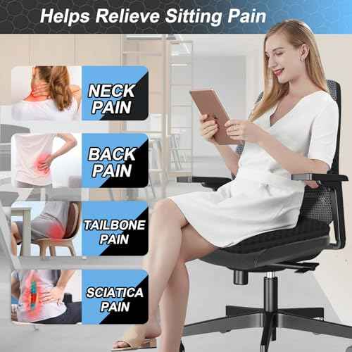Seat Cushion, Gel Seat Cushion for Long Sitting? Back, Sciatica, Tailbone Pain Relief Pad, 19in Seat Pad for Car, Office Chair, Wheelchair, Soft Support for Long Trips