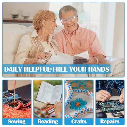 200% Magnifying Glasses with Light,USB Rechargeable LED Lighted Magnifying Eyewear,Hands Free Head Magnifier Eyeglasses for Close Work,Hobbies,Reading,Craft,Jewellery,Sewing