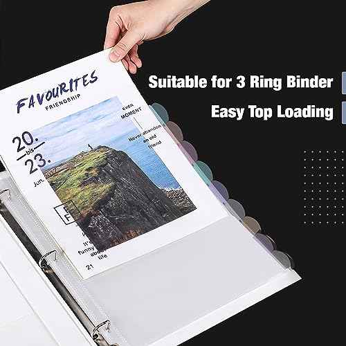 Mr. Pen- Clear Sheet Protectors with Tabs, 8 Tabs, 2 Sets, Clear Plastic Dividers for 3 Ring Binder, Insertable Index Page Divider Multicolor Tabs