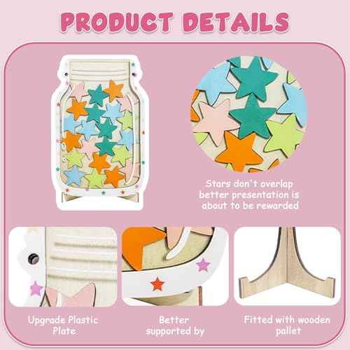 Magnetic Reward Jar for Kids ? Star Jar Reward System, Behavior Classroom Incentive Jar with Fun Star Chart, Suitable for Teachers Parents (Mason Jar with Stars, Kids Motivational Tool)