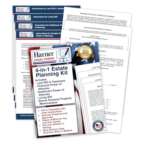 Estate Planning Kit 4-in-1: Will, Durable POA, Healthcare POA & Living Will – Attorney-Drafted Templates