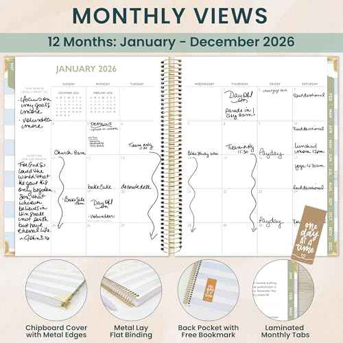 bloom daily planners x Cleerely Stated 2026 Planner (January 2026 - December 2026) Hardcover Calendar Year Organizer - Religious Faith Based Monthly/Weekly Christian Agenda Book - 7" x 9"
