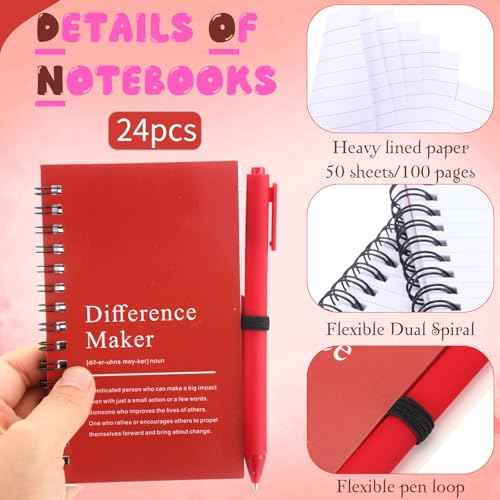 Marspark 20 Sets Difference Maker Gifts for Women Men, Christmas Employee Appreciation Gifts Bulk Inspirational Thank You Cup Motivational Notebooks with Pen for Team Teacher Coworker (Colorful)