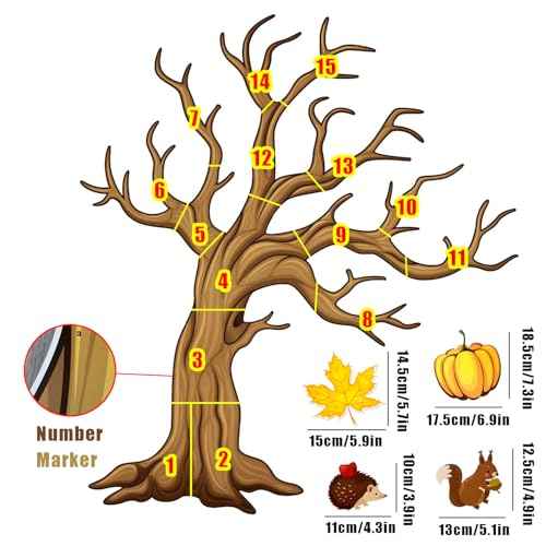 4FT Fall Bulletin Board Decorations Fall Classroom Tree Decorations Large Trees and Pumpkin Maple Leaf Animals Suitable for School Bulletin Boards and Autumn Decorations