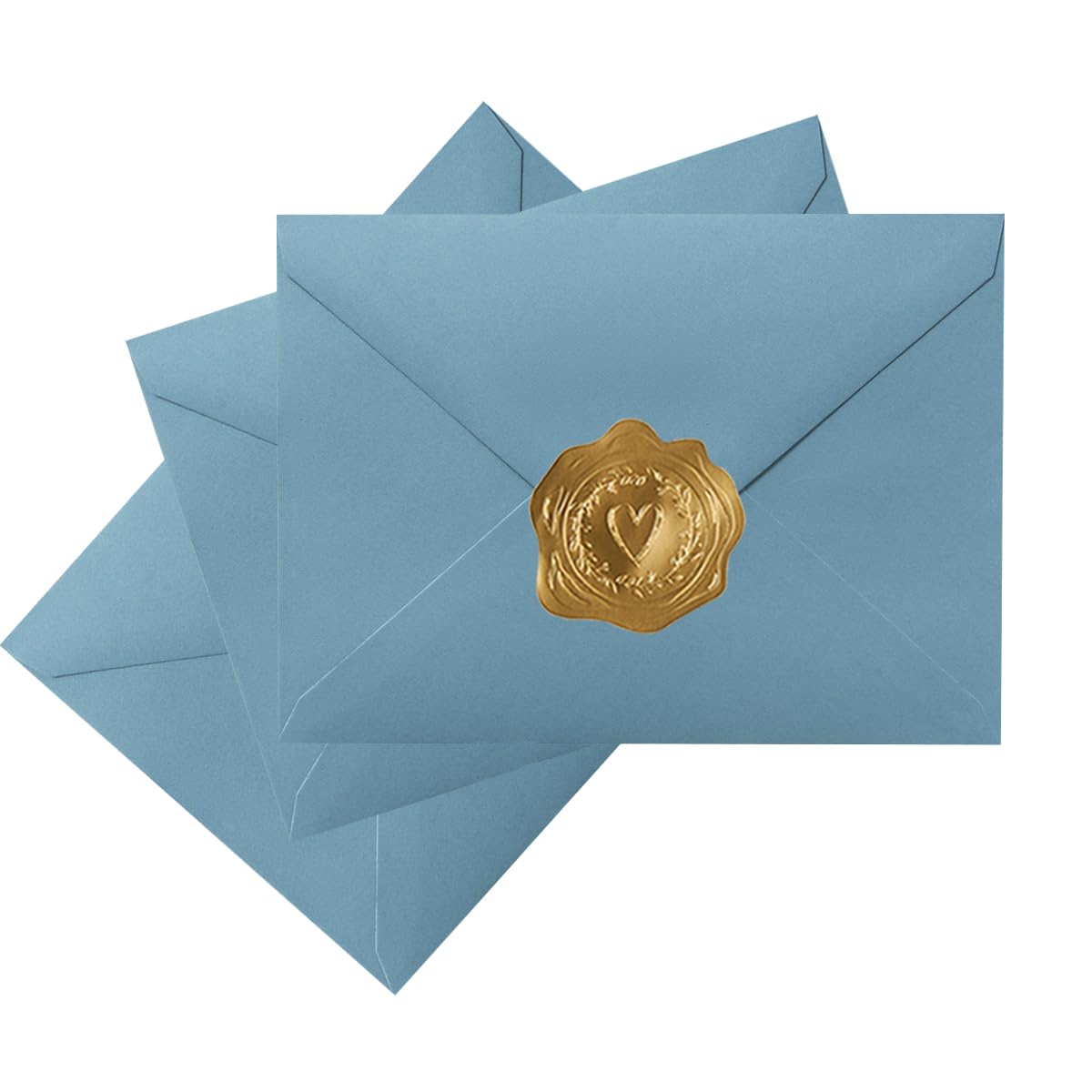 50 Pack A6 Envelopes with Stickers Dusty-Blue, 6 1/2 x 4 3/4 Inches