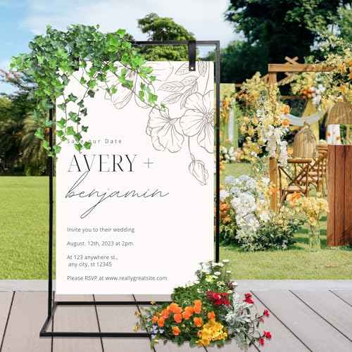 Wedding Welcome Sign Stand, 50 x 30 x 20 Inch Welcome to Our Wedding Sign Stand, Heavy Duty Easel Stand for Sign (Black)