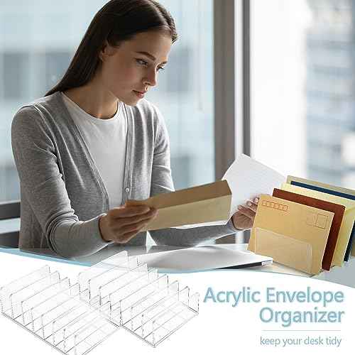 Geetery 4 Pcs Acrylic Cash Tray for Cash Stuffing Mail Sorter Organizer Clear Desk Envelope Organizer for Sorting Mail Envelope Bill Business Card Eyeshadow Palette(7 Slot)