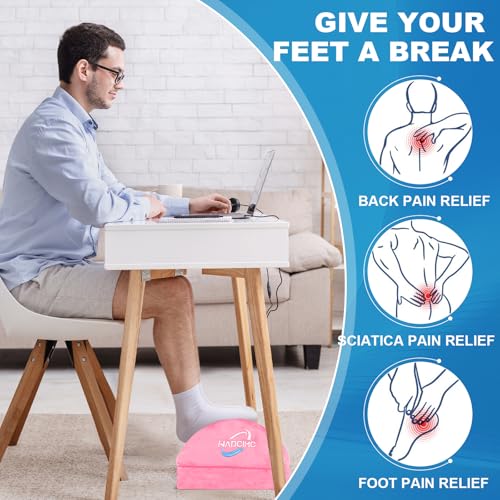 Foot Rest under Desk, 3-Height Adjustable Foot Stool with Washable Cover, Pink (WADCIMC) for Office & Gaming Chairs