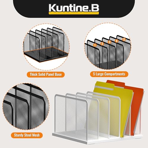 Kuntine.B White 5-Section Upright Desk File Organizer - 1 Pack
