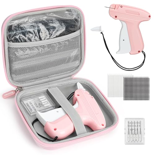 Pink Mini Stitch Gun for Clothes Kit with Case, 6 Micro Needles & 2500 Black/White Fasteners