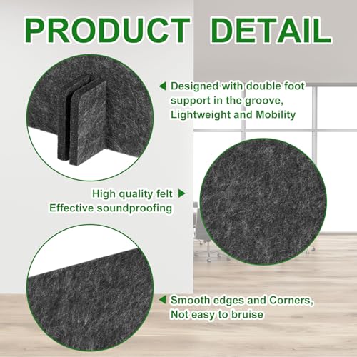 2 Pack Acoustic Desk Divider Partition 23.6 x 47.2" Stand up Freestanding Privacy Panel Noise Visual Distractions Reducing Table Divider for Student Reception Area Office (Deep Gray)
