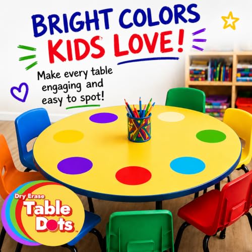 10 Pack Large 12-Inch Classroom Dry Erase Table Dots in 5 Bright Colors – Removable Whiteboard Stickers for Teachers