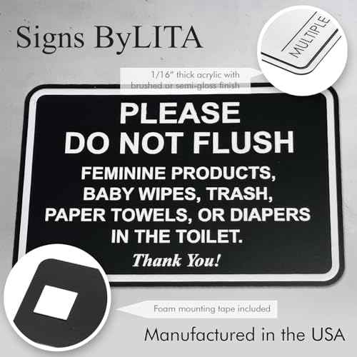 All Quality Classic Framed Please Do Not Flush Thank You Bathroom Etiquette Sign - 5" x 7" (Blue) 5 Pack
