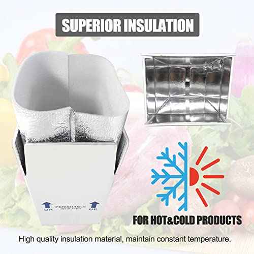 7x6x10¡° Small Insulated Shipping Boxes for Frozen Food, 8 Pack Double Insulated Carton with Aluminum Foil Insulated Bag Liner, Reusable Perishable Shipper Cooler Packaging Box