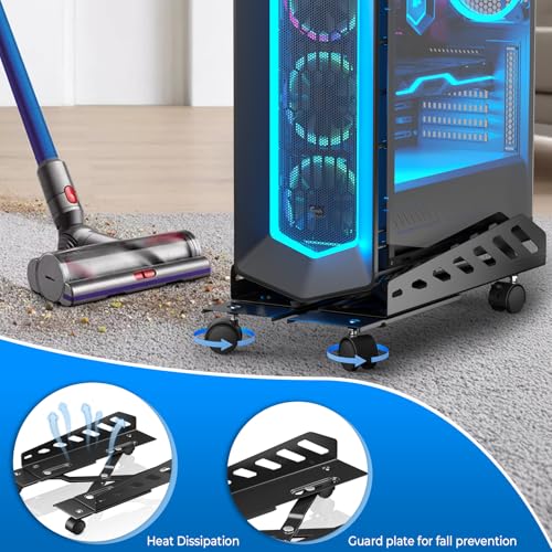 AGPTEK Adjustable CPU Stand with Wheels, Steel Computer Tower Riser 6.3-11.8in