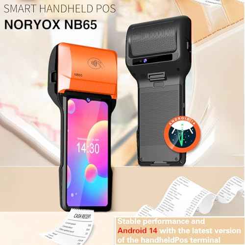 Alacrity Handheld POS PDA Android 14 Receipt Printer 3GB+32GB 1D 2D Barcode Scanner, Wifi/Gps/BT/4G Full Network Connection, 6.5" Touchscreen 80mm Width Thermal Label Printing 6400mAh Battery and NFC