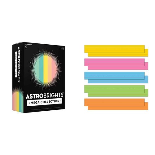 Astrobrights Pastel Cardstock Mega Collection 320 Sheets, Sentence Strips 100 Count, 5 Colors