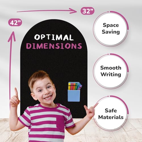 YOUNGJQ Magnetic Arch Wall Decal, Magnetic Chalkboard for Wall 42" x 32" Adhesive Backing Wallpaper (Black)
