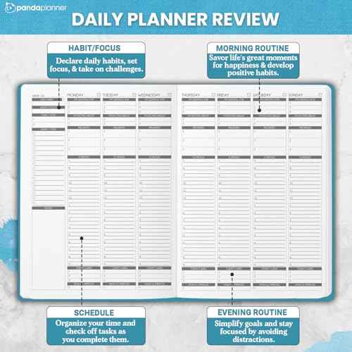 Panda Planner Mental Health Journal ? 8.5¡± x 11" Soft Fabric Hardcover Wellness Planner with Mood Tracker & Journaling Prompts ? Undated 12-Month Self-Care Organizer with 3 Bookmarks (Blue)