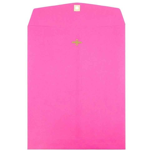 JAM PAPER 10 x 13 Open End Catalog Colored Envelopes with Clasp Closure - Ultra Fuchsia Hot Pink - 100/Pack