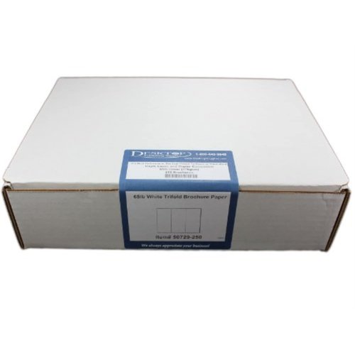 65lb Bright White Tri-fold Brochure Paper - 3 Panel Brochures for Inkjet/Laser Printers - 250 Brochures