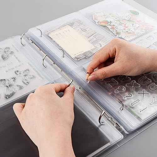 7 PCS A4 4 Ring Binder Cover Clean Transparent Soft PVC for Refillable Notebook Shell withMatte surfaceforStamp & Die Storage Overall Size£¨Folded) 27x32.8x4cm/ 10.6x12.9x1.6inch