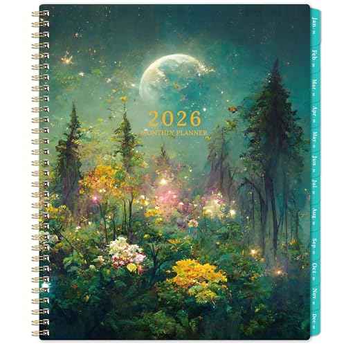 2026 Monthly Planner/Calendar - 2026 Planner, JAN 2026 - DEC 2026, 9" x 11" Monthly Planners 2026, 2026 Calendar Planner with Spiral Binding + Tabs + Back Pocket