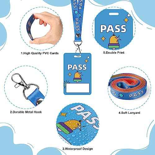 8 Pcs Writeable Hall Passes for Classrooms, Unbreakable PVC Hall Lanyards Passes for Hall Bathroom Library Office Boy Girl and Nurse Ideal for Classroom School Supplies. (Abstract)