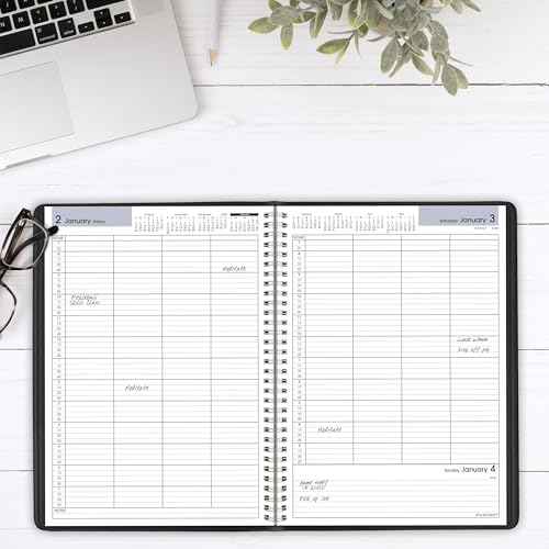 AT-A-GLANCE 2026 Appointment Book Planner, Daily, Four Person Group Planner, 8" x 11", Large, Quarter-Hourly, DayMinder, Black (G5600026)