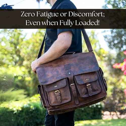 Genuine Leather Laptop Bag for Men - Stylish & Spacious Briefcase - Professional & Luxurious Satchel for Work